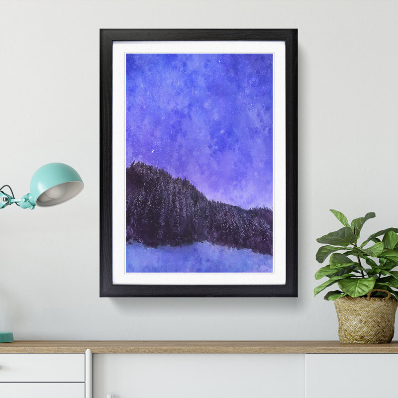 Forest Beneath the Stars - Picture Frame Painting Print, 87cm H x 62cm W x 2cm D, Black Framed