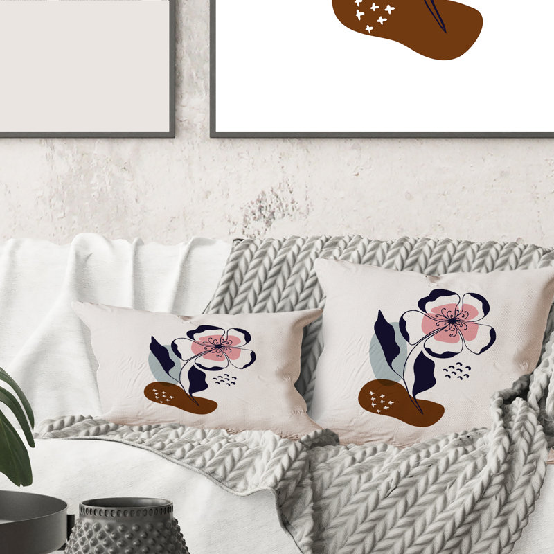 Housse de coussin rectangulaire avec insert Flowers on Minimal Shapes IV