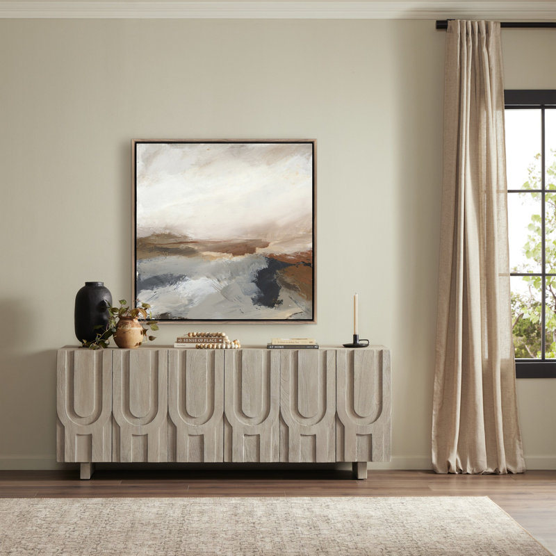 Desert No. 3 Painting by Melanie Biehle, Rustic Walnut Canvas Floater Framed, 40" H x 40" W