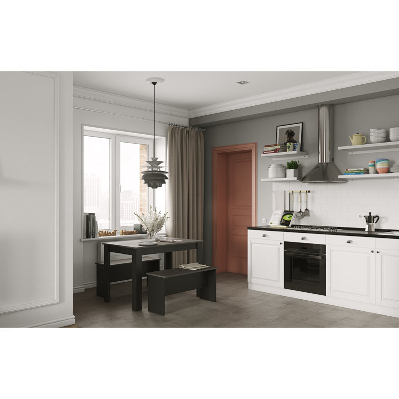 Avington Dining Table, Concrete Look, Black