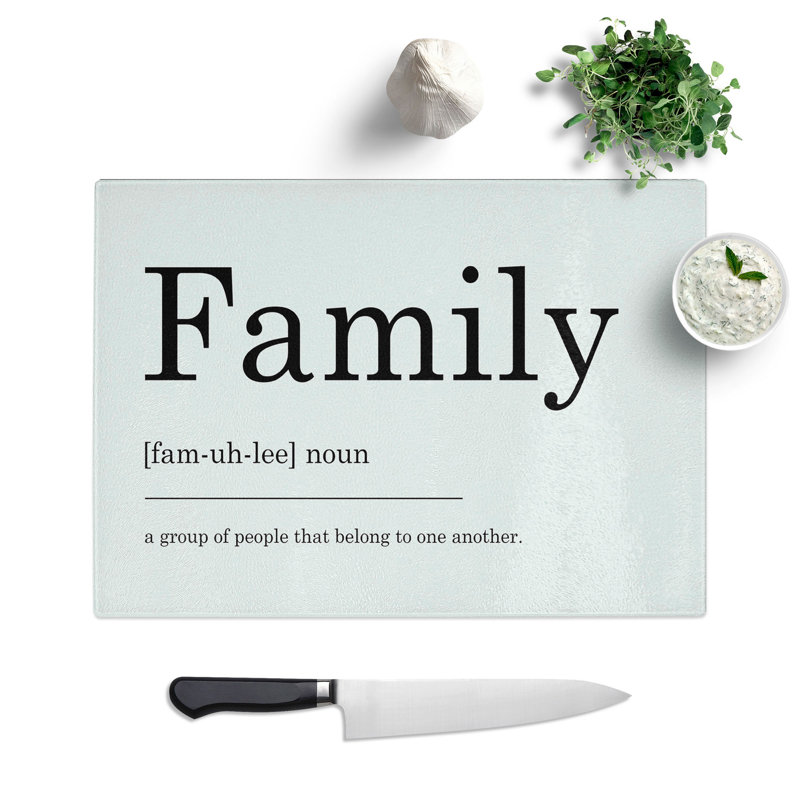 Definition of Family Typography Chopping Board, 0.4cm H x 28.5cm W x 39cm L