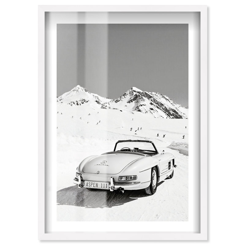 «300SL in Snowscape I Shadowbox» par Notoriart, H 31 po x l 21 po, Blanc