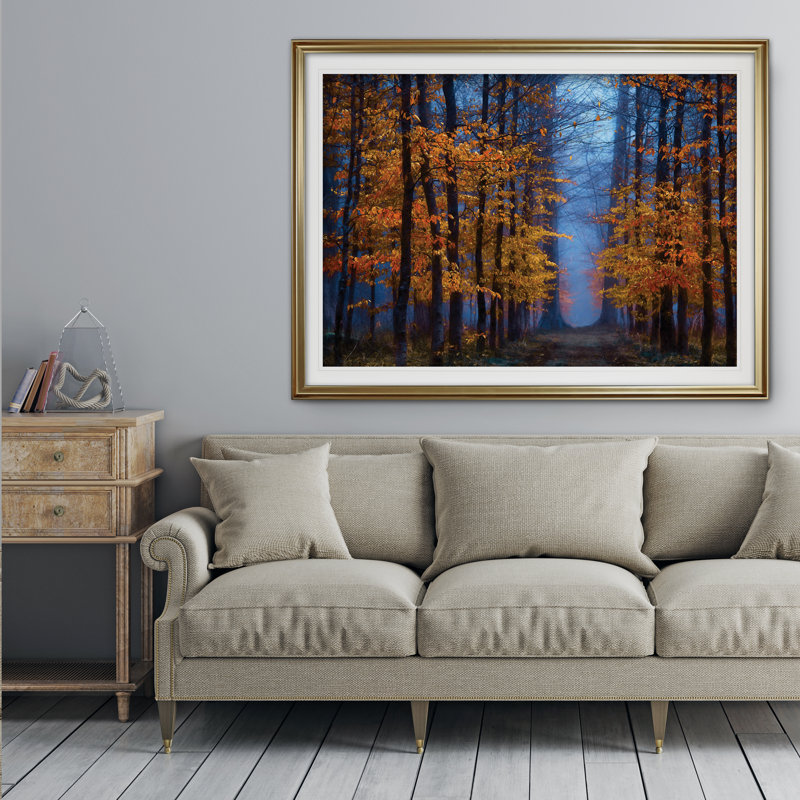 « the path of midas », reproduction de peinture à l’acrylique, Cadre doré, H 24 po x l 32 po x P 1,5 po