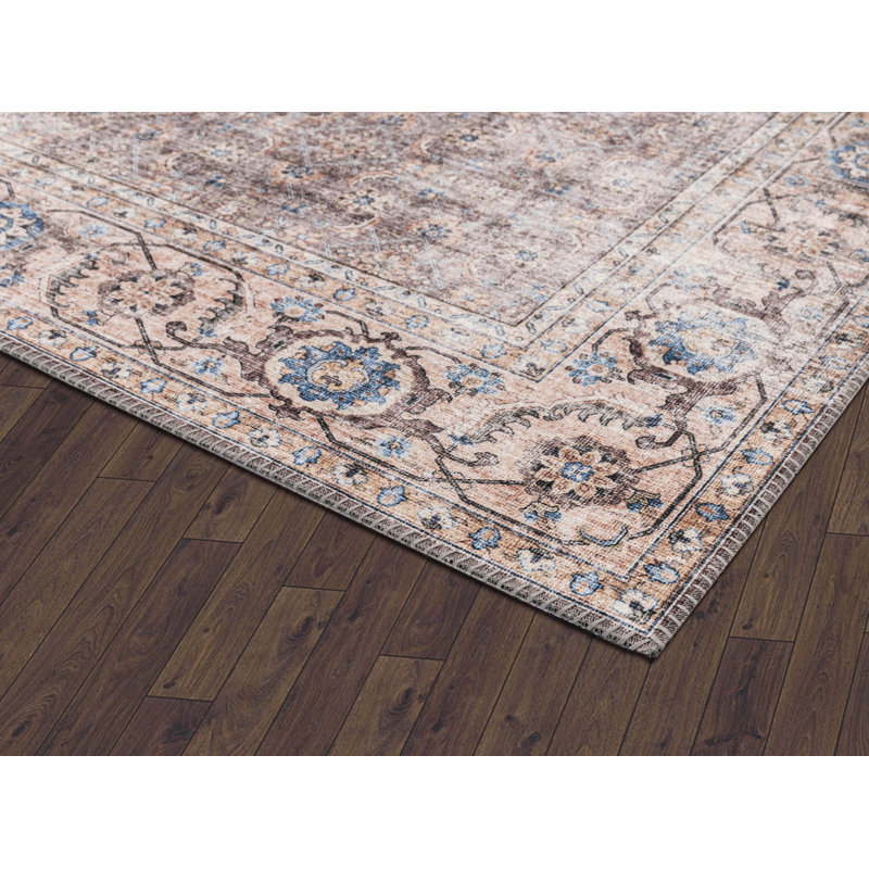 Tapis brun / ivoire Devendr, Rectangle 5 pi 3 po x 7 pi 6 po