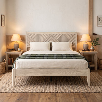 Averin King Size Solid Wood Bed Frame with Headboard & Footboard