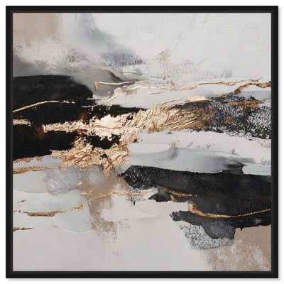 Golden Fracture III Canvas Print Gold Wall Art by Art Remedy, Black Frame, 12 x 12