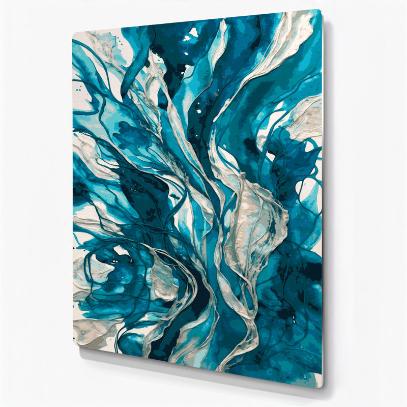 Abstrait aquarelle 78, art mural en métal vert