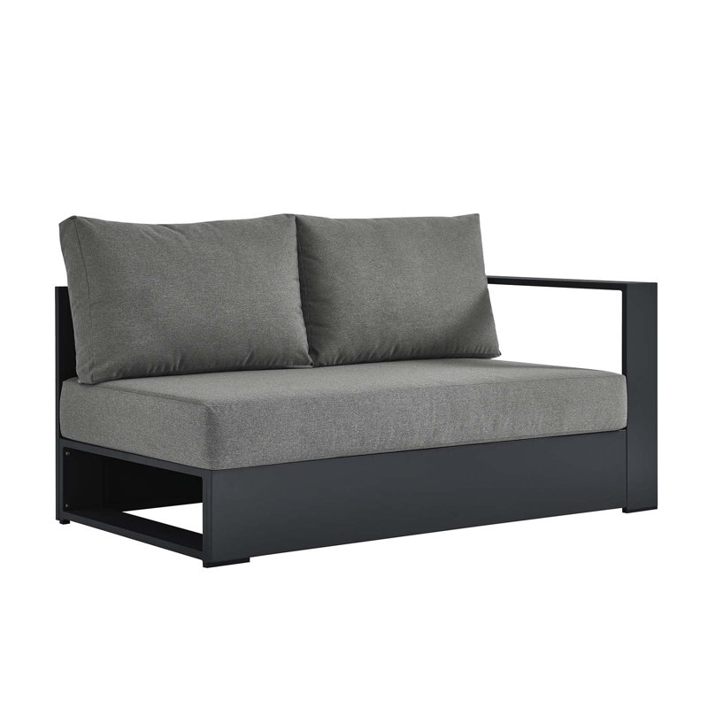 Modway Tahoe Outdoor Patio Powder-Coated Aluminum Modular Left-Facing Loveseat, Right Hand Facing, Charcoal