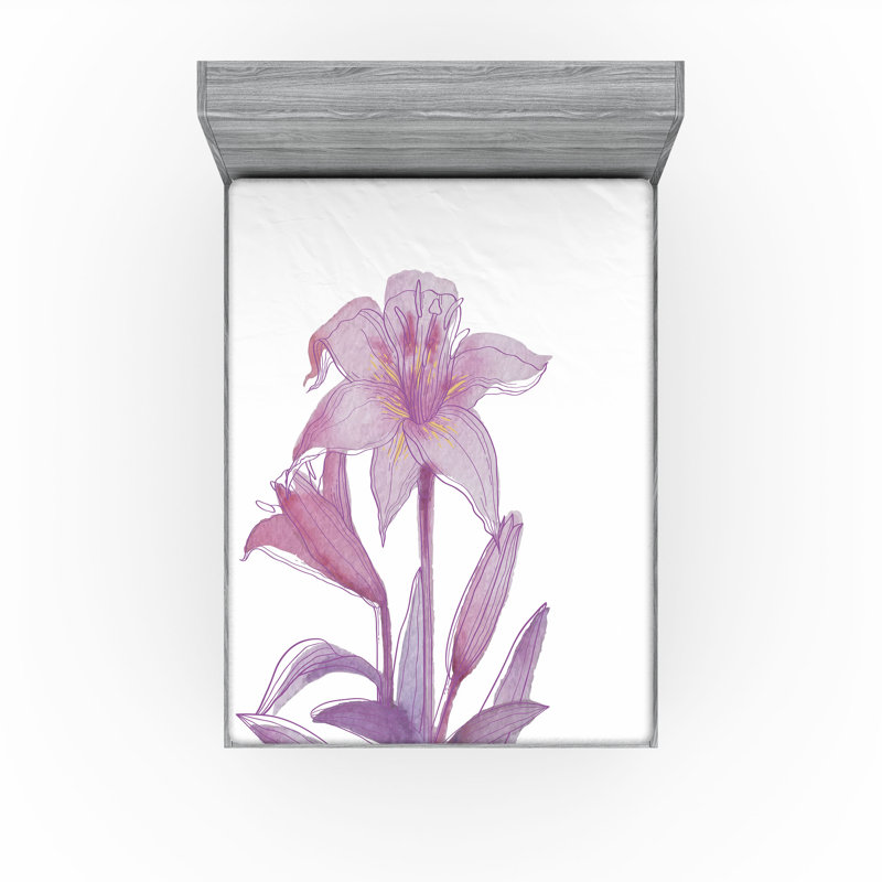 Ensemble de 2 draps-housse dégradés Ambesonne bleu sarcelle très clair bleu pâle et blanc, Mauve, violet / floral