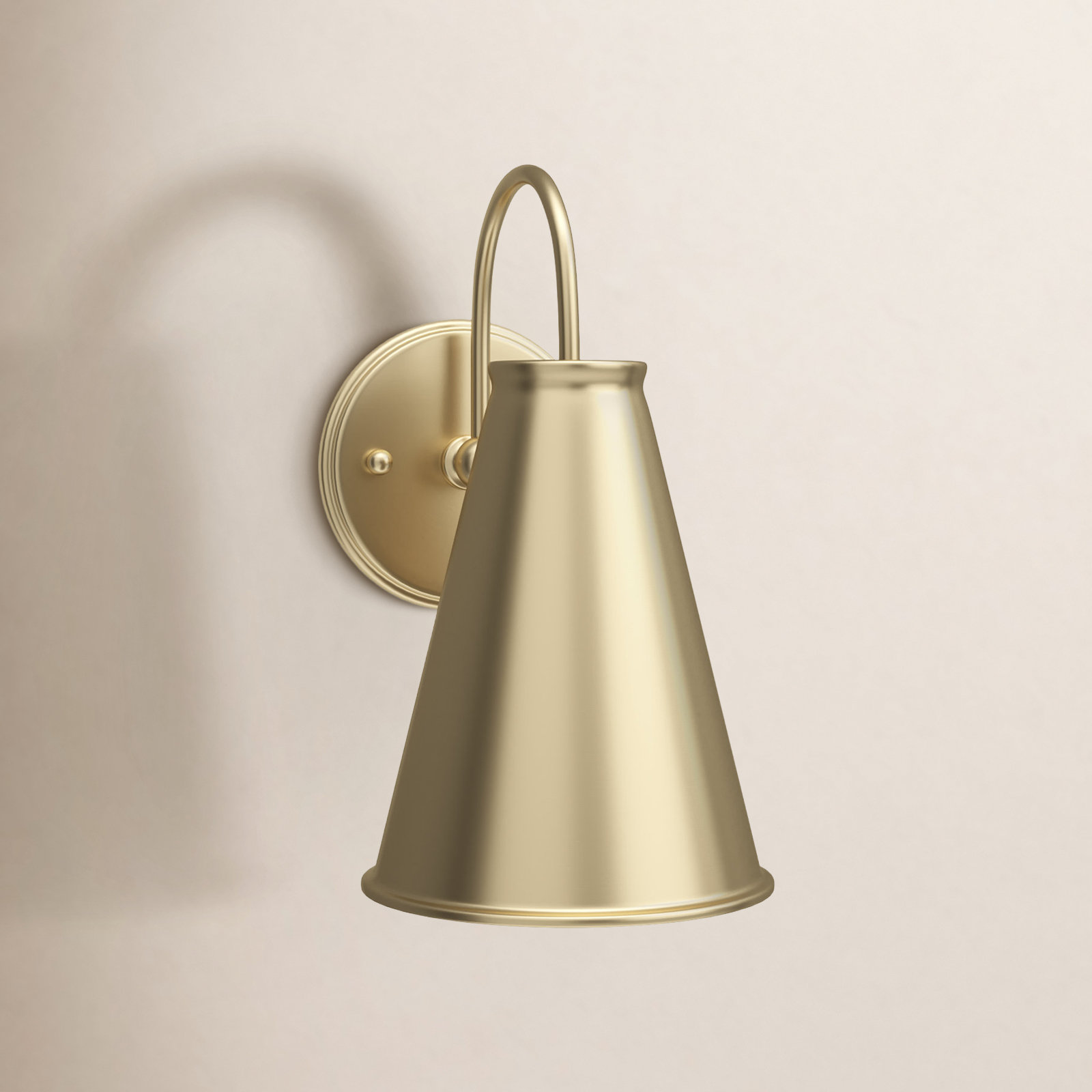 Dimson Single Light Dimmable Armed Sconce, Brass