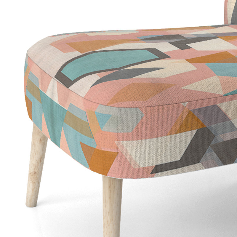 Chaise d'appoint rembourrée Geometric Hexagons, Yellow Velvet