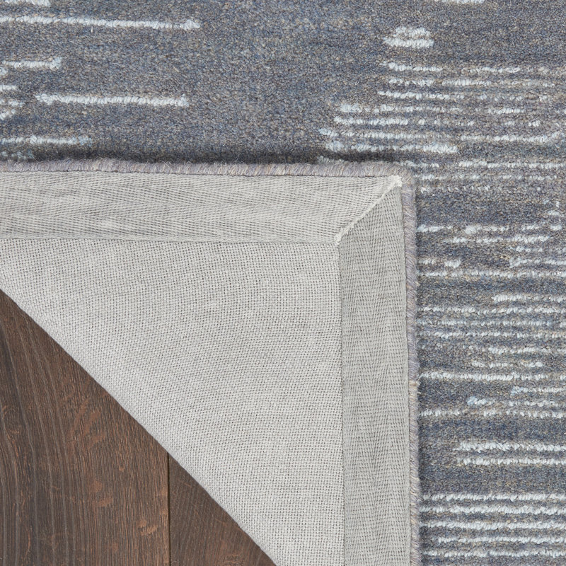 Abstract Area Rug in Blue/Ivory, Runner 2'3" x 8'
