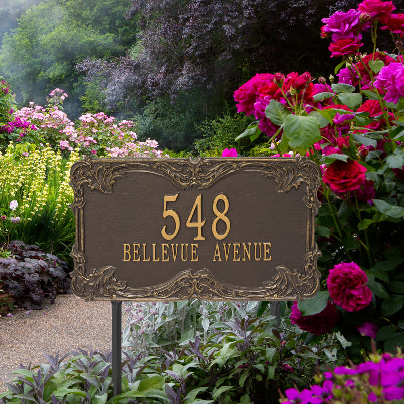 Signature Series 2-Line Lawn Address Sign, Gold, Yes, Bronze