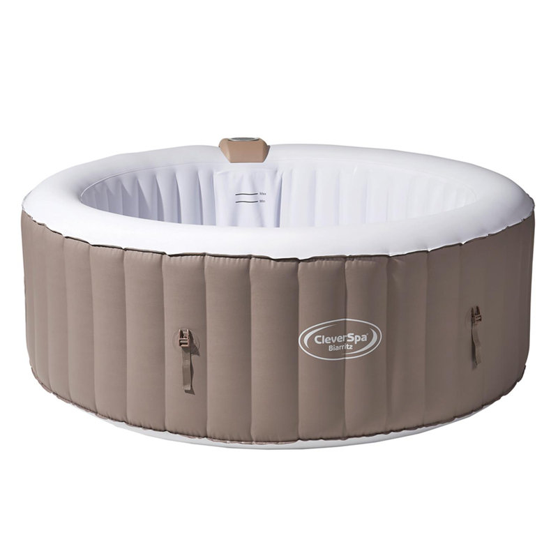 CleverSpa 4 Person 110 - Jet Plastic Round Inflatable Hot Tub in Black