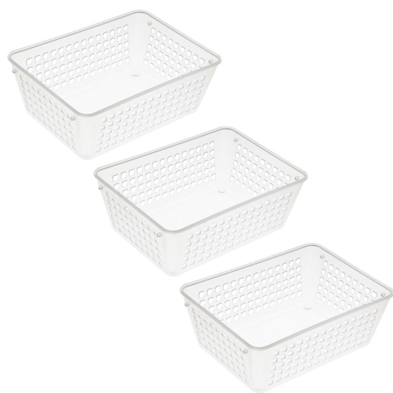 Ensemble de rangement en plastique pour tiroir de bureau, H 2,25 po x l 9 po x P 6 po, 3, Transparent