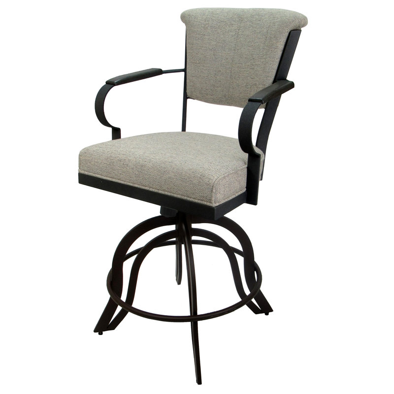 Tabouret de bar pivotant en métal 30 po, Tabouret de bar (siège d'une hauteur de 26 po), Noir, Gris clair
