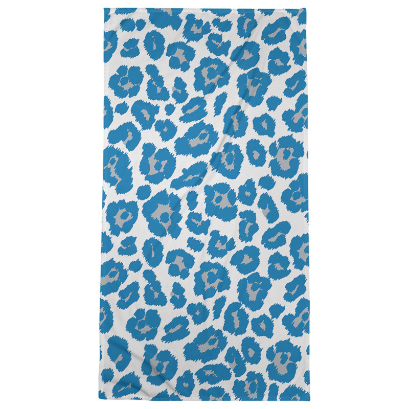 Davlin Beach Towel, Microfiber, White/Silver/Honolulu Blue