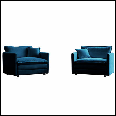 Ensemble de 2 chaises d'appoint rembourrées en chenille haut de gamme et rembourrées bleues
