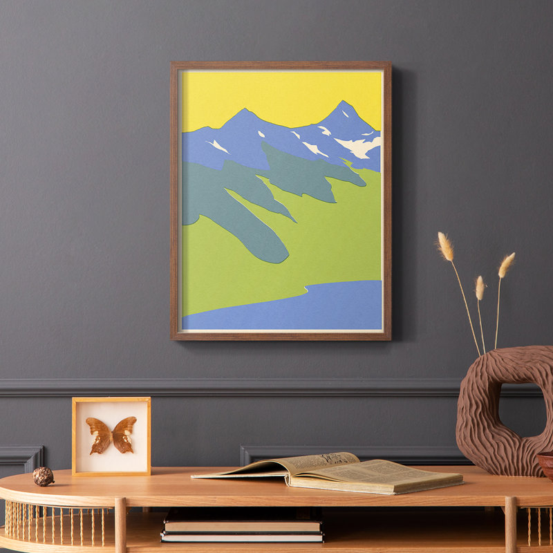 Bright Glacial Lake II, reproduction encadrée - bois massif, Cadre photo brun simple, H 28 po x l 22 po