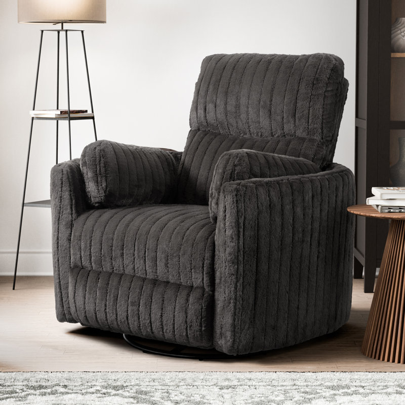 Spinelli Chenille Power Swivel Glider Recliner, Gray