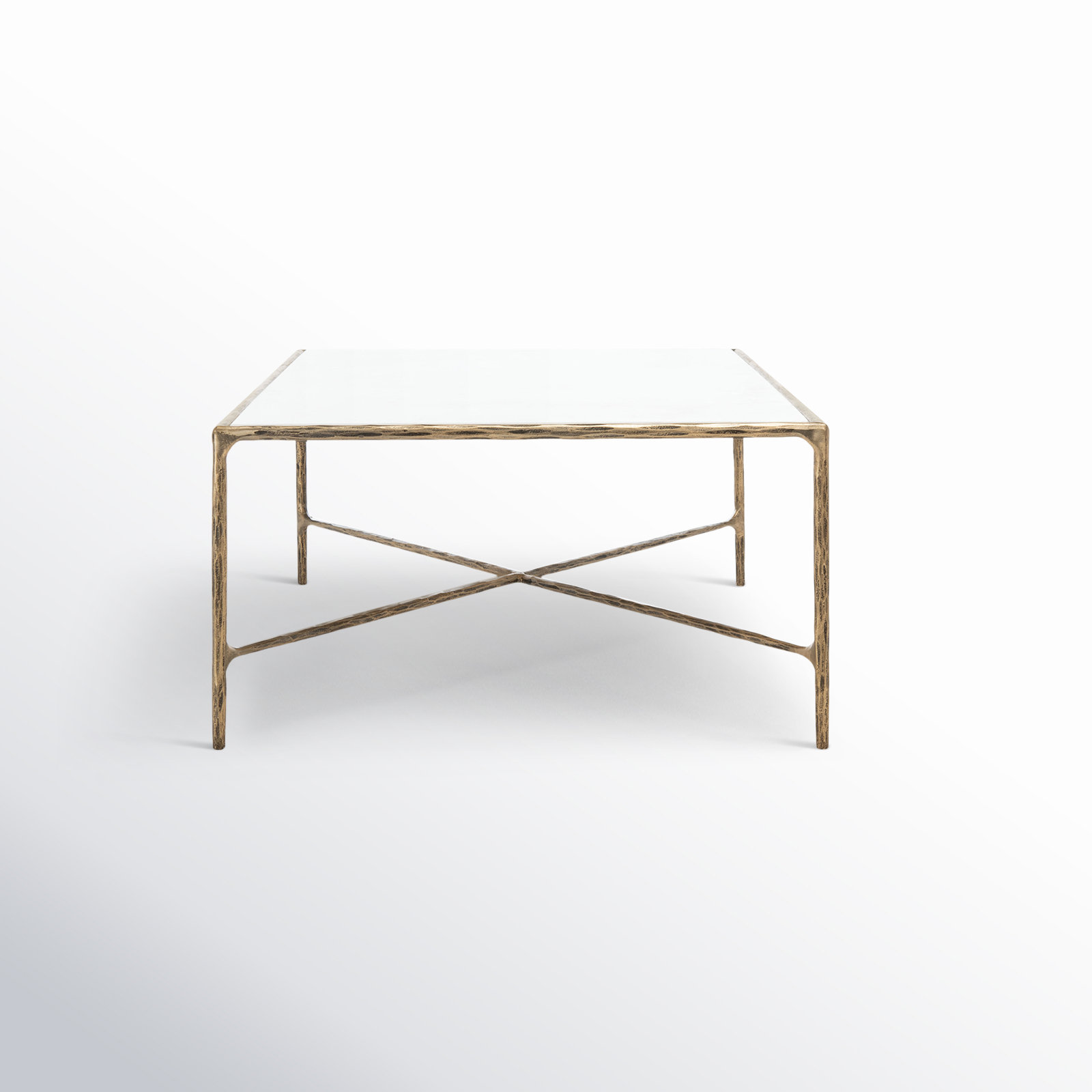 Evelynn Single Coffee Table, Brass, White Marble
