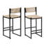 Ensemble de 2 tabourets de bar tissés avec dossier en corde de papier tissé pour îlot de cuisine (style B noir et blanc crème)-710413496