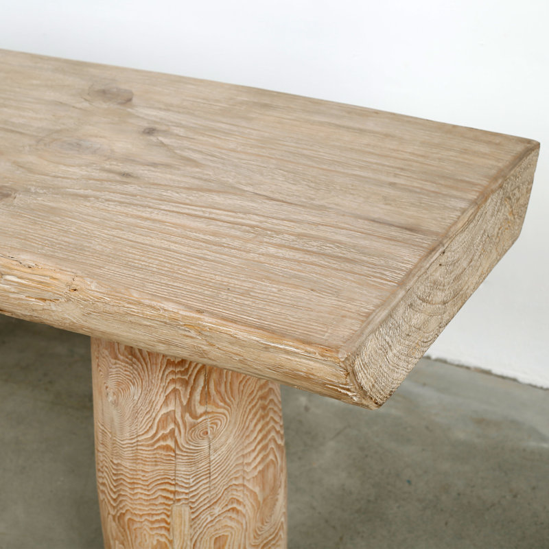 Natural Light Brown Solid Wood Console Table with Storage