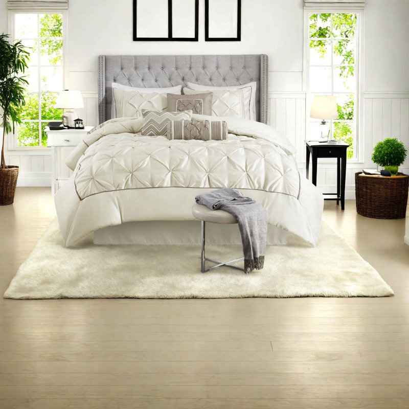 Ensemble de literie élégant 7 pièces, collection Premium Polyester Ivory Comfort