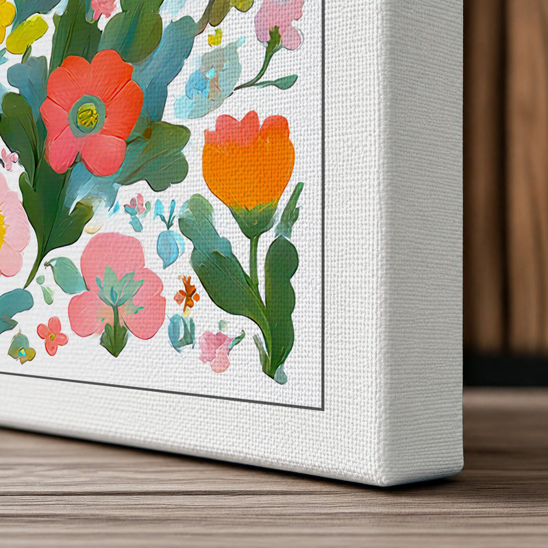 Ornamental Butterfly And Blooms Boho - Print, 30x20 - 76.2 x 50.8 cm, White Border