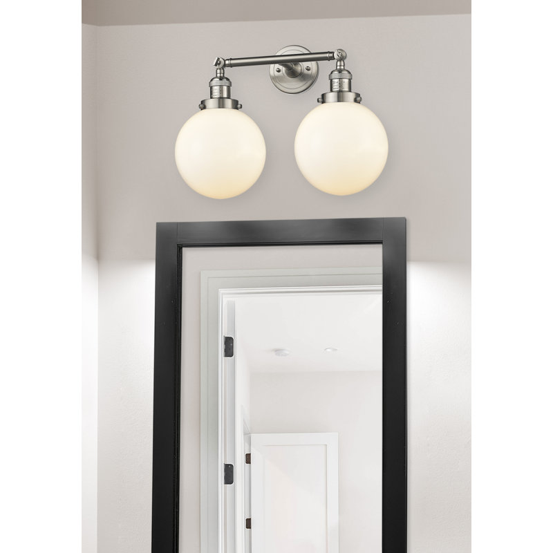 Éclairage pour meuble-lavabo 2 lumières rétro Barrigan, DEL, Chrome poli, Boîtier blanc mat