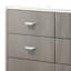 Commode large 6 tiroirs Gema, bois massif gris clair avec plateau en pierre de culture
