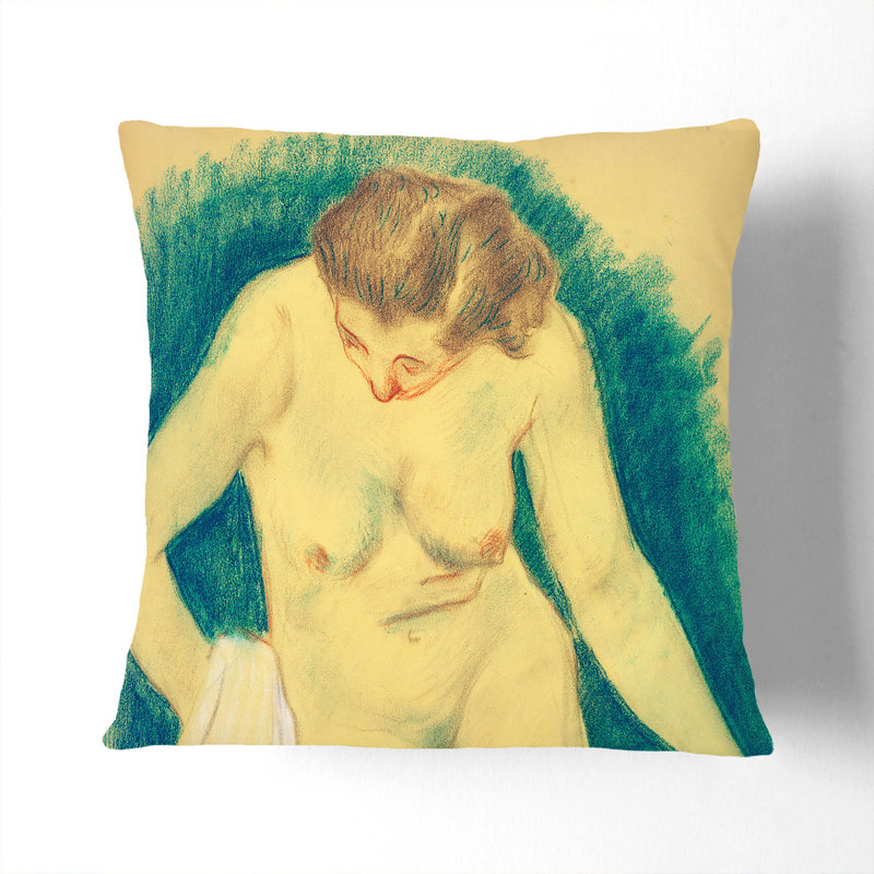 Seated Nude Square Throw Cushion, 55cm H x 55cm W x 20cm D