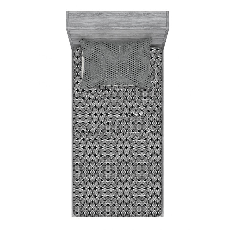 Microfiber Sheet Set, Twin XL Sheet Set with Fitted Sheet, Gray, Geometric