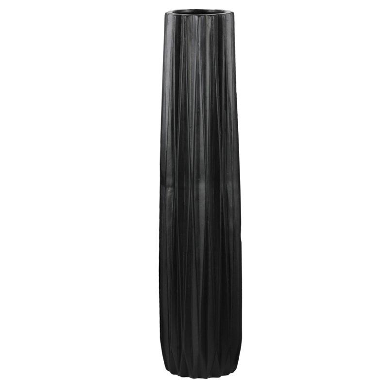 Vase de plancher allongée en céramique Locascio, H 23,5 po x l 5 po x P 5 po, Noir