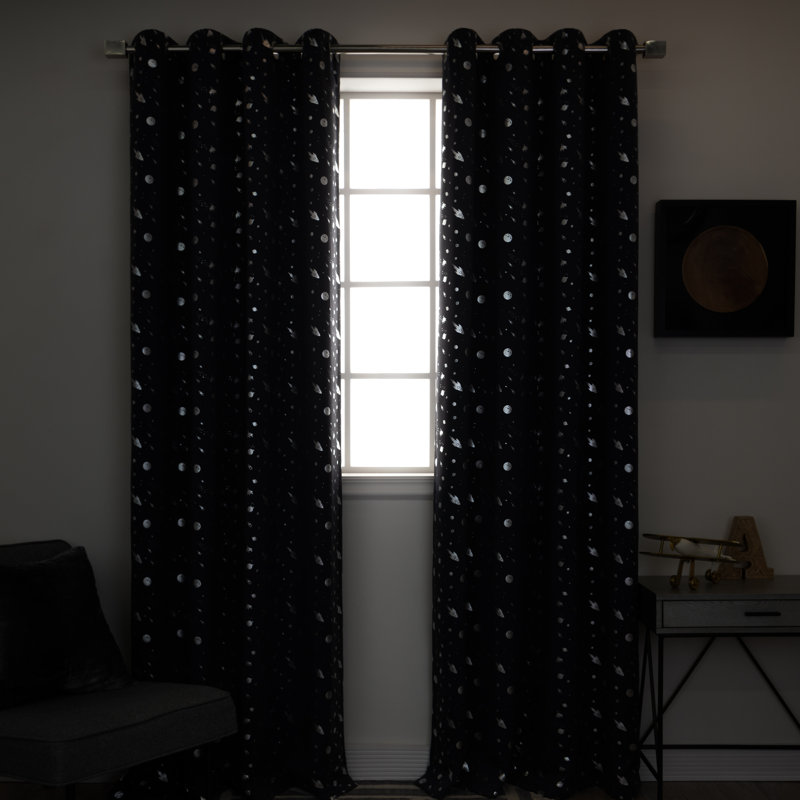 Paire de rideaux occultant en polyester Tatyana, Noir, L 52 po x L 84 po