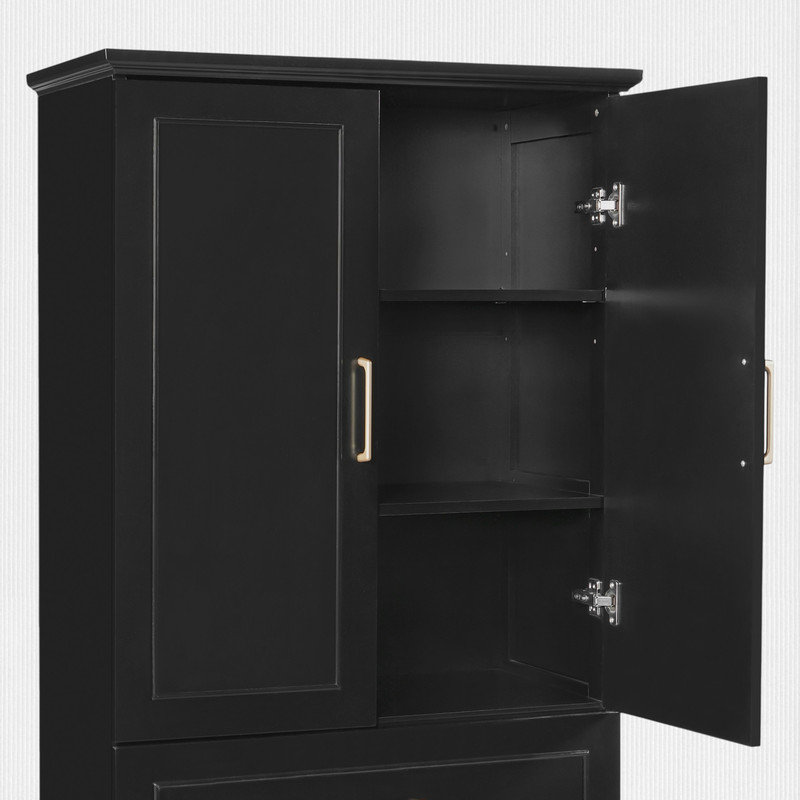 Office Cabinet Storage with Adjustable Shelf and Drawers, Black