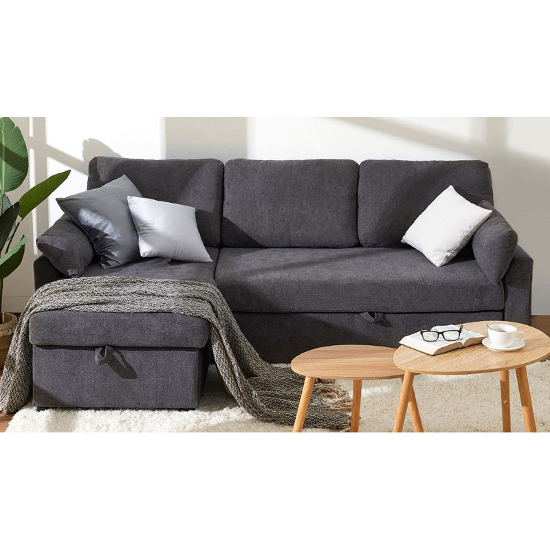 Baerl 84" Sofa Bed with Storage Chaise - Pull Out Design