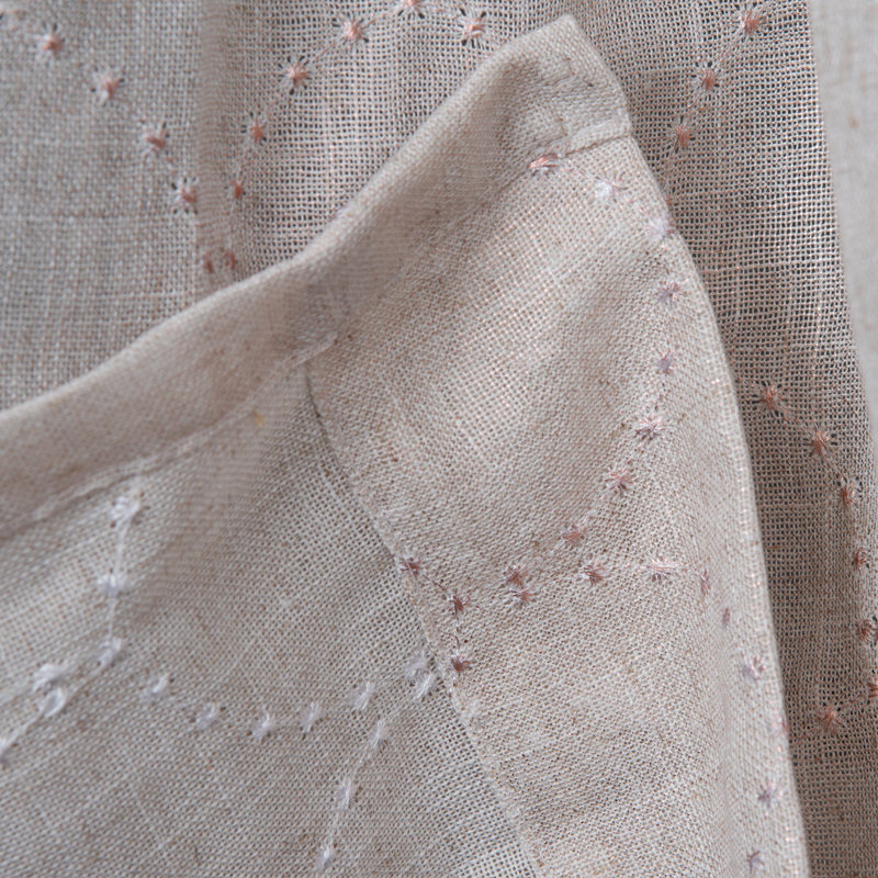 Bushey Polyester / Cotton Light-Filtering Embroidered Scallop Design Curtain Panel with Grommet Top , 50" W x 84" L, Rose