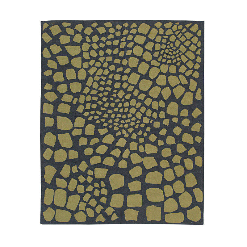 Tapis contemporain en laine tissé à plat vert Dazzling Dessa