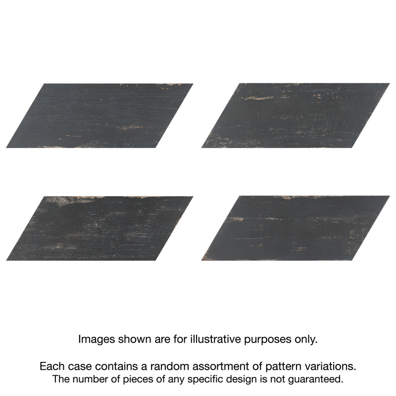 Retro Naveta 7" x 16" Porcelain Wall & Floor Tile, Negre