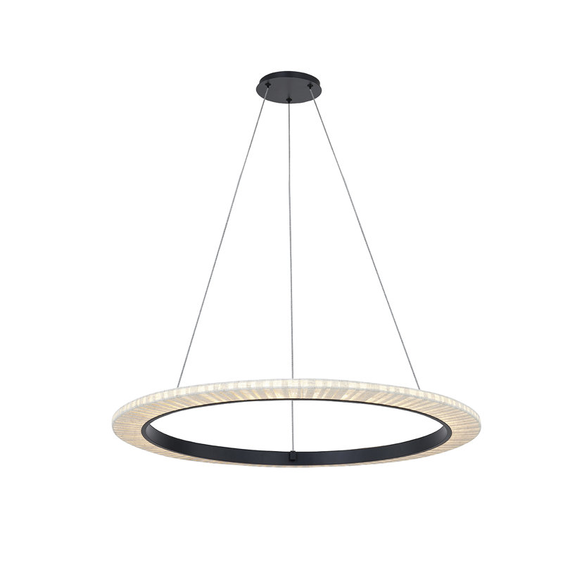 Textile - Luminaire suspendu en tissu lin lin crème Medallo , H 33,25 po x l 42 po x P 42 po