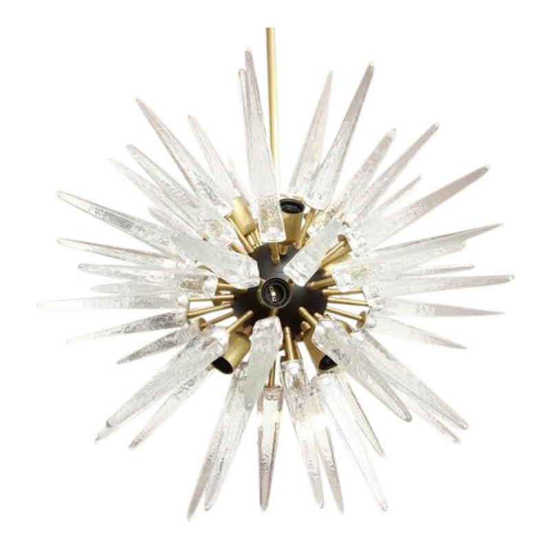 Luminaire suspendu Spoutnik, Nickel antique, H 16 po x l 16 po x P 16 po, Ambré