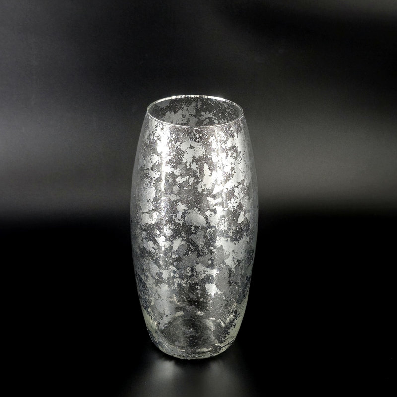Vase Leiston, H 10 po x l 5 po x P 5 po, Argent argent