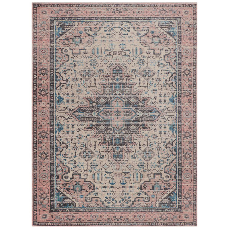 Tapis beige/rose Aafke, Rectangle 5 pi x 7 pi
