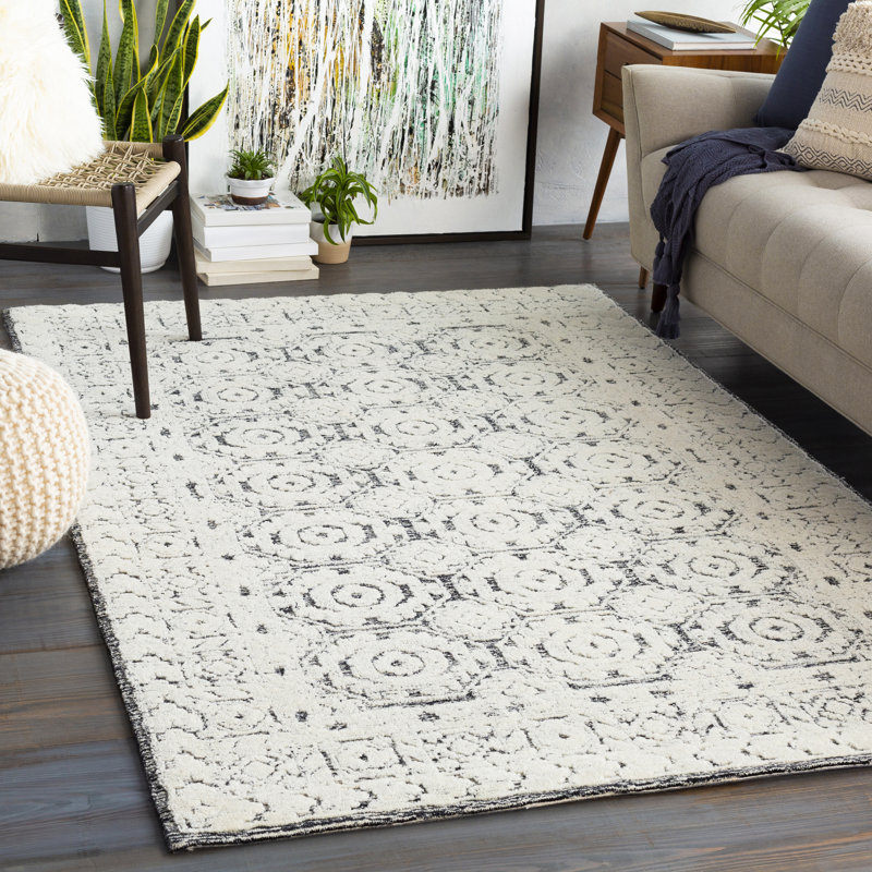 Tapis gris / crème en laine touffeté à la main Corissa, Rectangle 6 pi x 9 pi