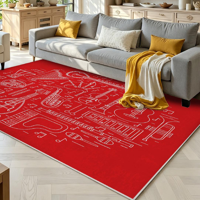 Tapis noir noir lavable en machine, Rectangle 71 po x 98 po