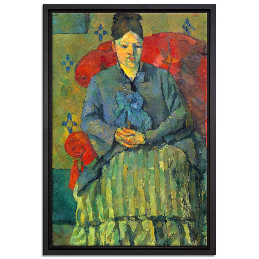 Gerahmter Kunstdruck Leinwandbild Porträt der Mme Cézanne in rotem Lehnstuhl von Paul Cézanne