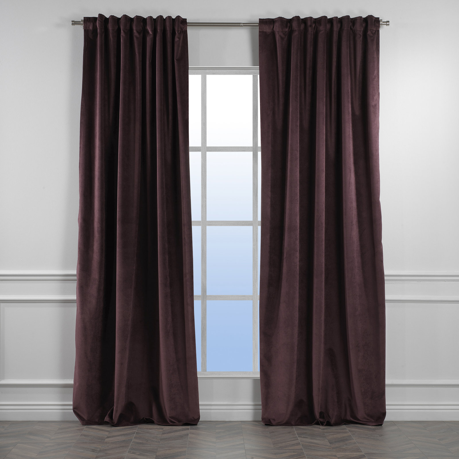 Matte Velvet Room Darkening Curtain Panel Set, 79 Catawba, 52" W x 95" L
