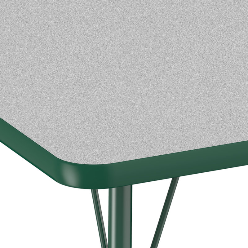 Table d'activité à hauteur ajustable en forme de trapèze, 18" x 30", Gris/vert, Standard Swivel Glide