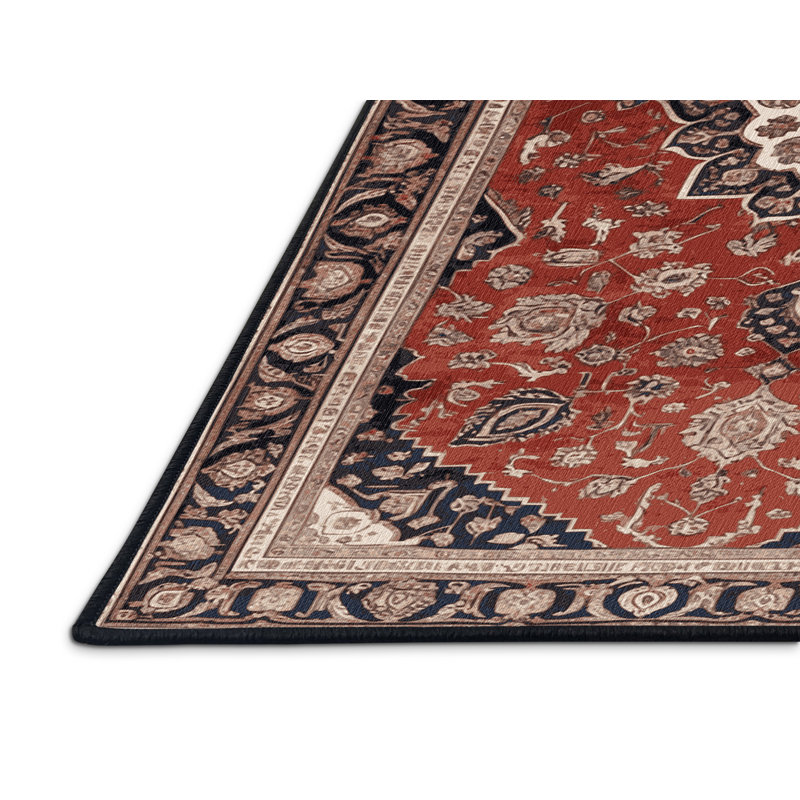 Machine Washable Persian Brown Area Rug, Rectangle 5' x 7'